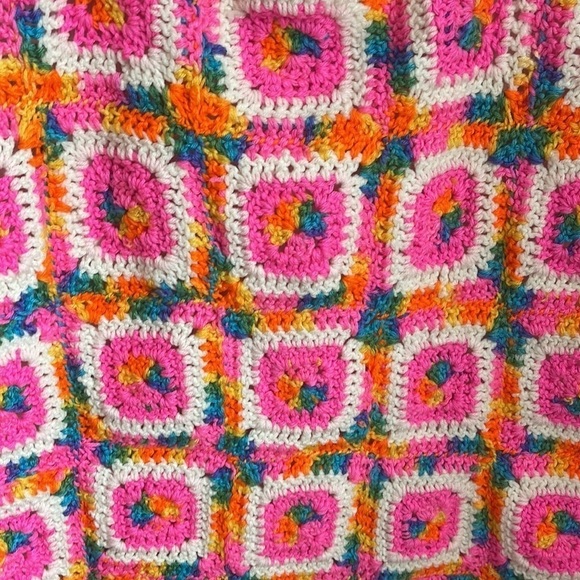 Granny Square Crochet Baby Blanket / Small Blanket - Picture 2 of 3